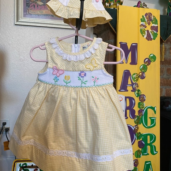 New with tags B T Kids 3 piece smocked Dress set size 6-9 months - Picture 7 of 13